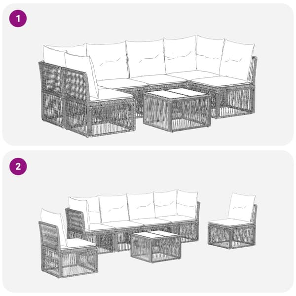 Trädgårdsoffset 7 pcs Svart konstrotting