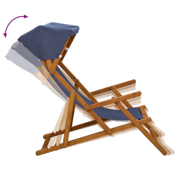 Deck Chair 3 Position Massiv Eukalyptus Trä Blå