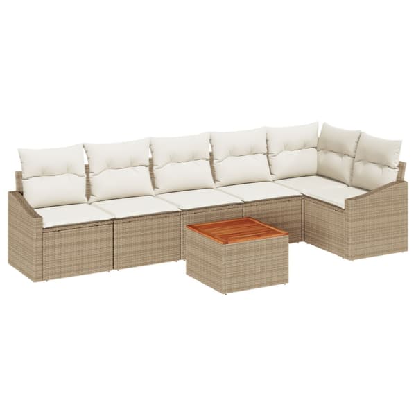 Trädgårdsoffset 7 pcs Beige och gräddfärgad konstrotting