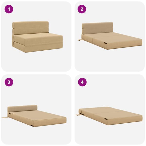 Fällbar Soffbed Grön grå 70 x 72 x 60 cm Tyg