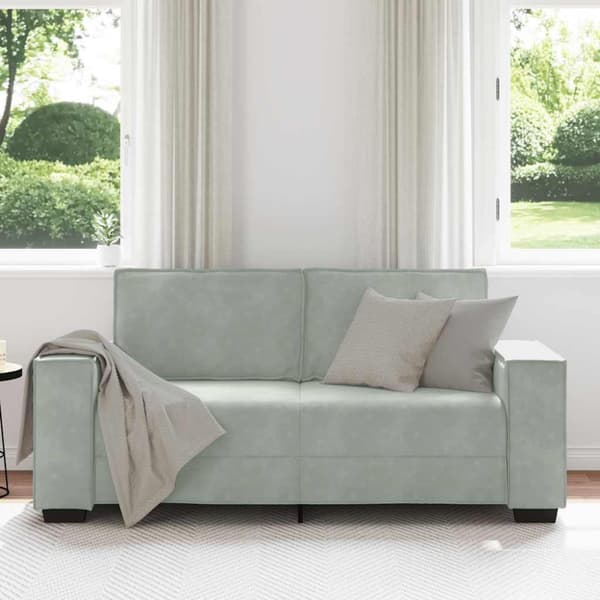 2-sitssoffa ljusgrå 180x78x84 cm sammet