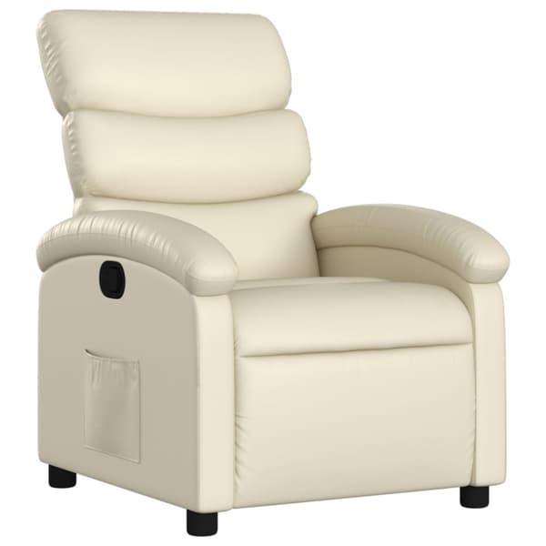 Reclinerfåtölj gräddvit konstläder