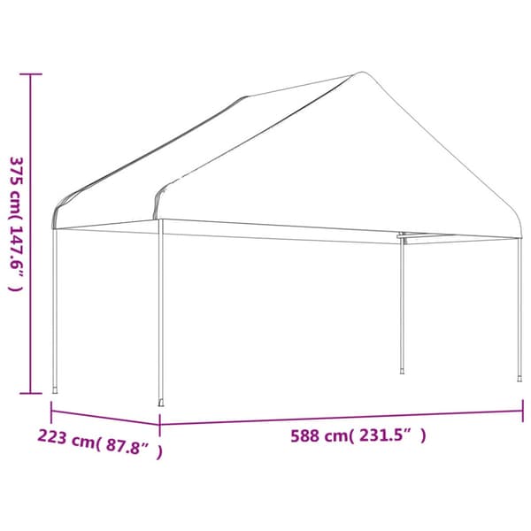 Paviljong med tak vit 13,38x5,88x3,75 m polyeten