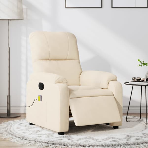 Elektrisk massagefåtölj beige mikrofibertyg