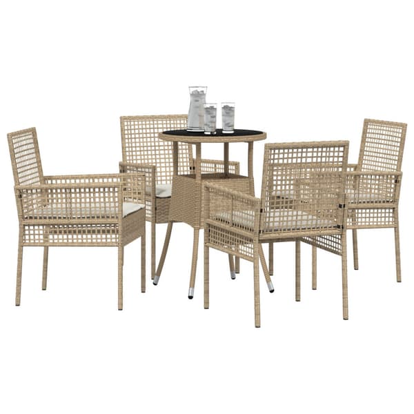 Trädgårdsmöbelset 5 pcs Beige konstrotting
