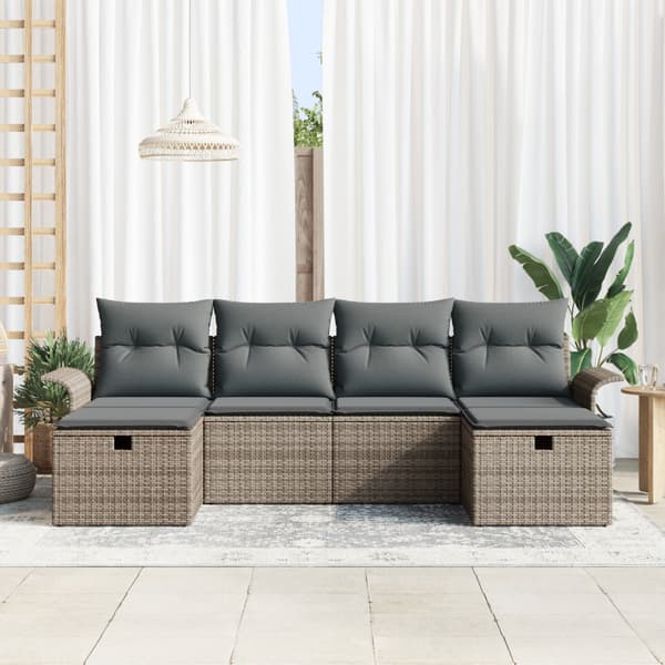 Trädgårdsoffset 6 st Poly rattan