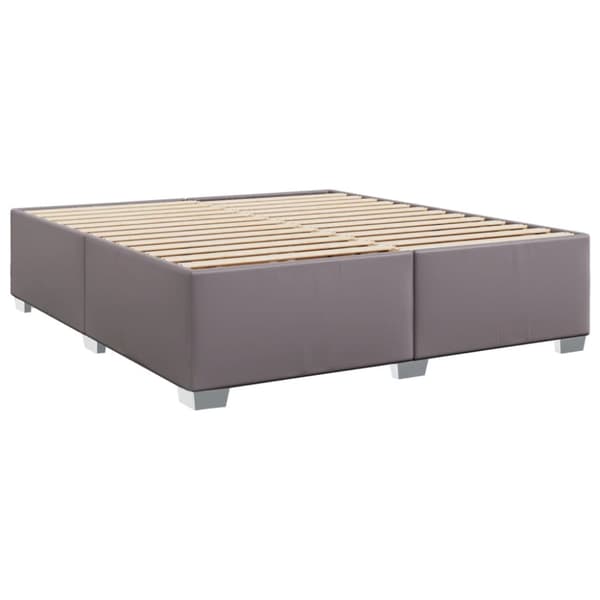 Ramsäng med madrass grå 200x200 cm konstläder