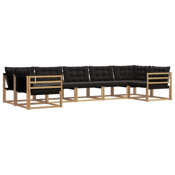 Utomhussoffset med kudde 7 pcs Vit och svart