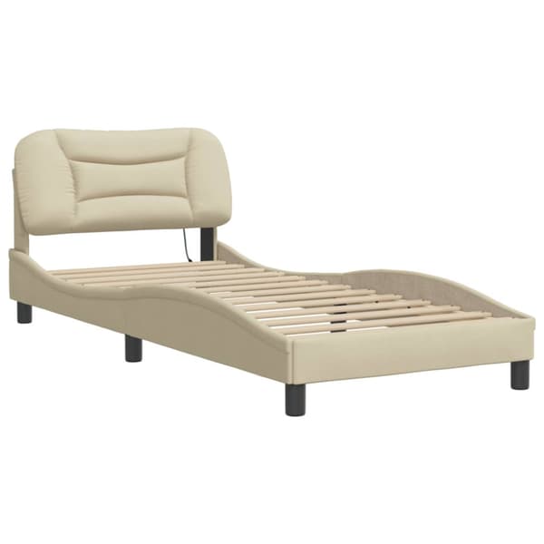 Bed Frame without Mattress "Hvar" Cream 90x200 cm Fabric