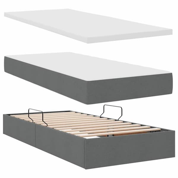 Förvaringssäng med madrass Mörkgrå 100 x 200 cm Polyester