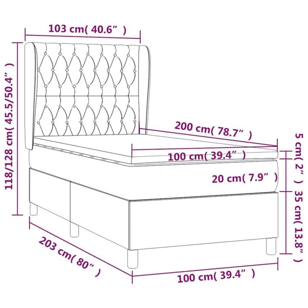 Ramsäng med madrass mörkblå 100x200 cm sammet