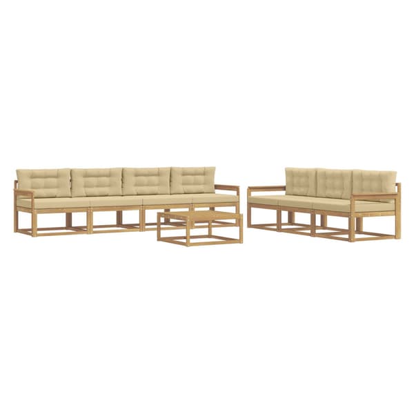 Utomhussoffset med kudde 7 pcs Vit och Beige