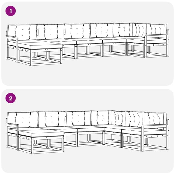 Utomhussoffset med kudde 7 pcs Vit och grädde