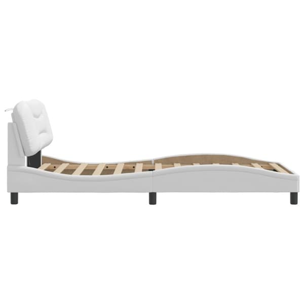Bed Frame with LED without Mattress "Hvar" White 100x200 cm