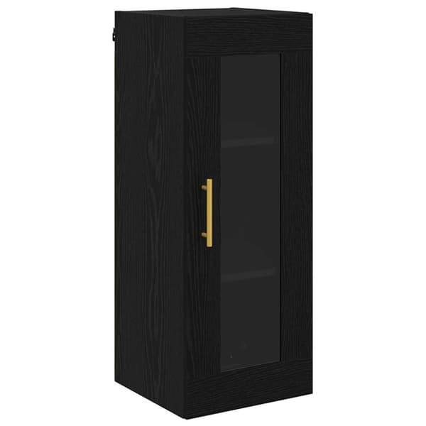 Skåp 2 pcs Svart Ek Glas