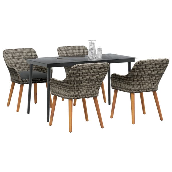 Trädgårdsmöbelset med kudde 5 pcs Grå konstrotting