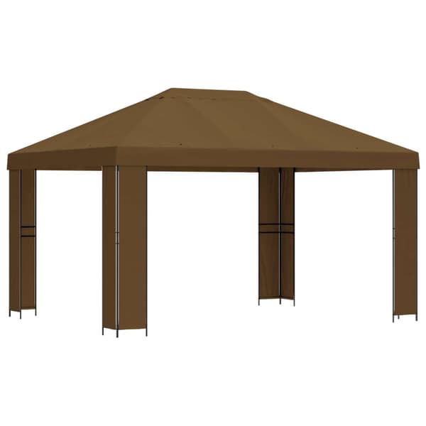 Paviljong 4 × 3 m Taupe Polyester och Stål 190