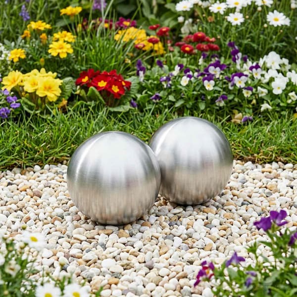 Borstad Boll 2 st Ø 15 cm Silver Rostfritt stål 201