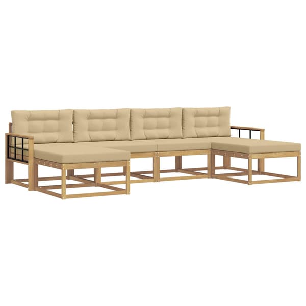 Utomhussoffset med kudde 6 pcs Vit och Beige
