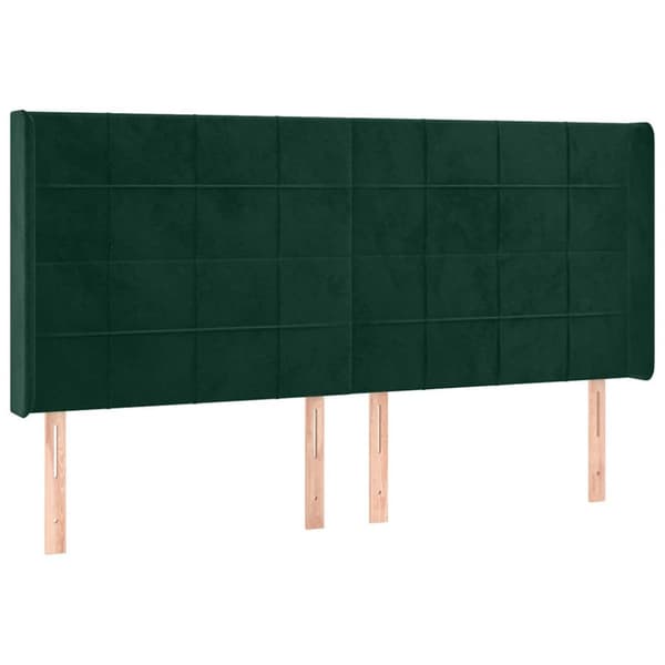 Sänggavel LED mörkgrön 183x16x118/128 cm sammet