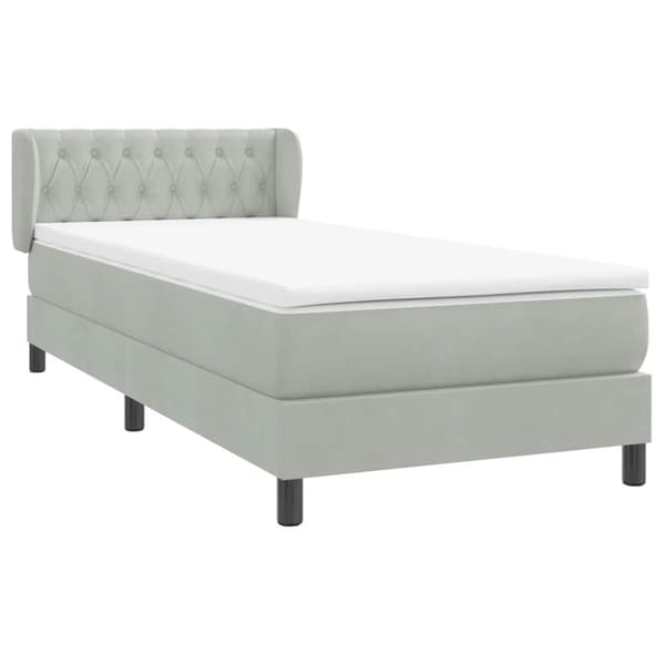 Ramsäng med madrass ljusgrå 80x210 cm sammet