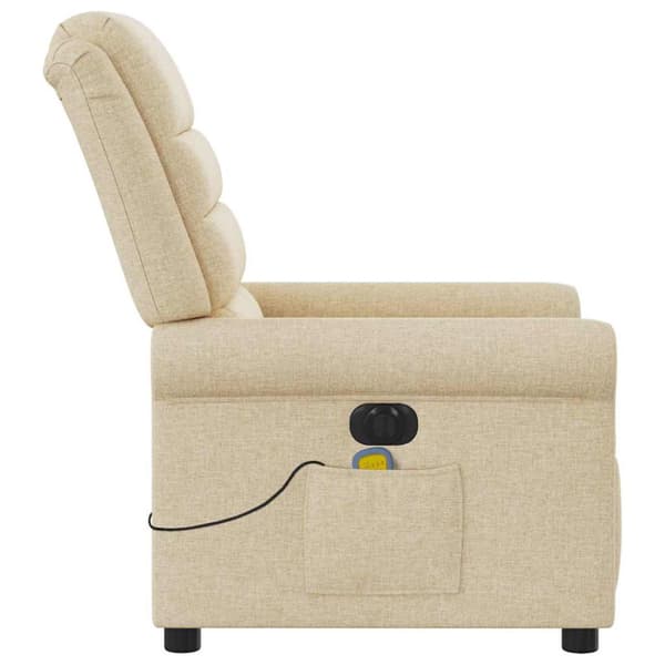 Elektrisk massagefåtölj gräddvit tyg
