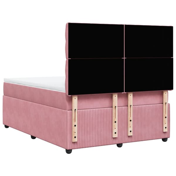 Ramsäng med madrass rosa 160x200 cm sammet