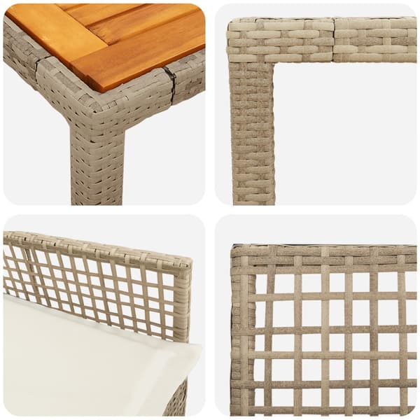 Trädgårdsmöbelset 3 pcs Beige konstrotting