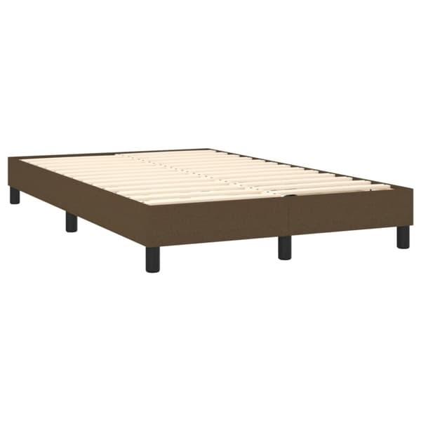 Ramsäng med madrass & LED mörkbrun 120x190 cm tyg