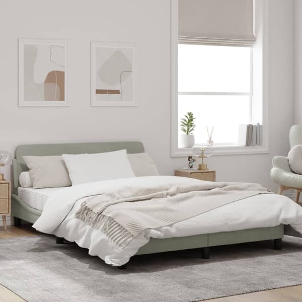 Bed Frame "Dover" Light Grey 140x190 cm Velvet