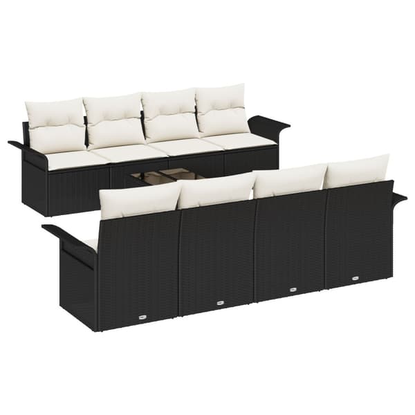 Trädgårdsoffset 9 pcs Svart Poly rattan