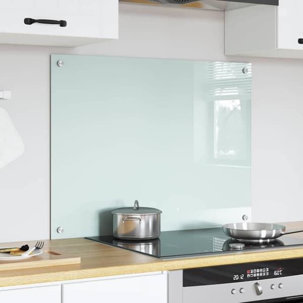 Köksskydd Vit 80 x 60 cm härdat glas