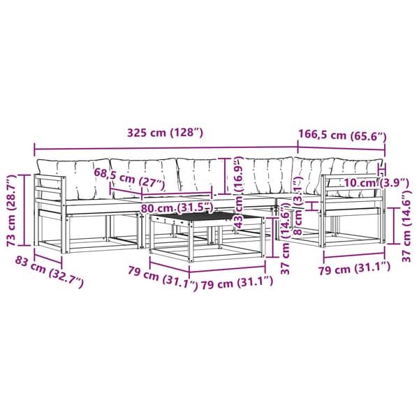 Utomhussoffset 6 pcs Vit och grädde 79 x 79 x 37 cm