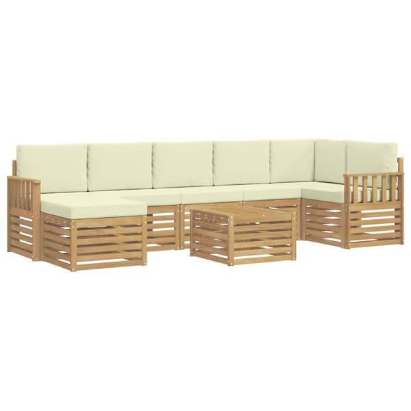 Utomhussoffset 8 pcs Vit och grädde 59 x 59 x 37 cm Polyester