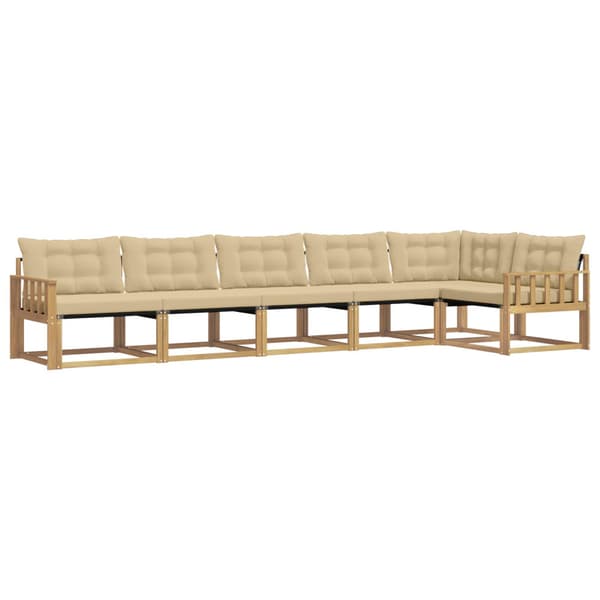Utomhussoffset med kudde 6 pcs Vit och Beige