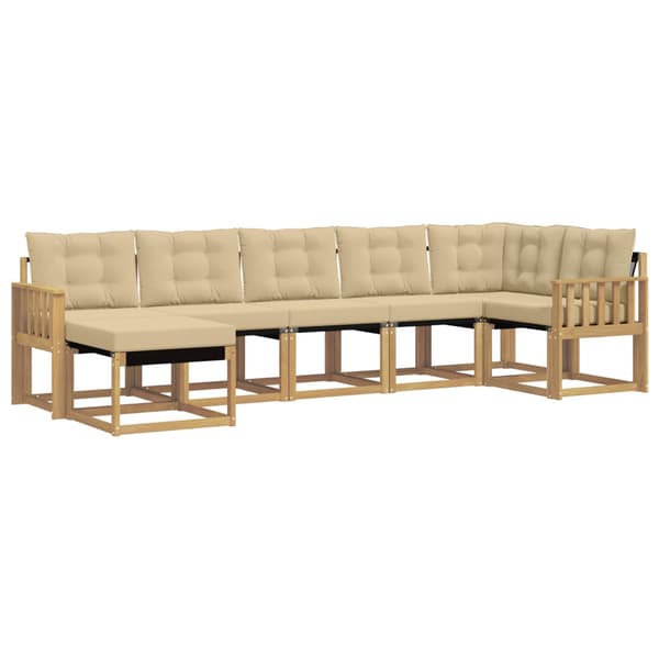 Utomhussoffset med kudde 7 pcs Vit och Beige