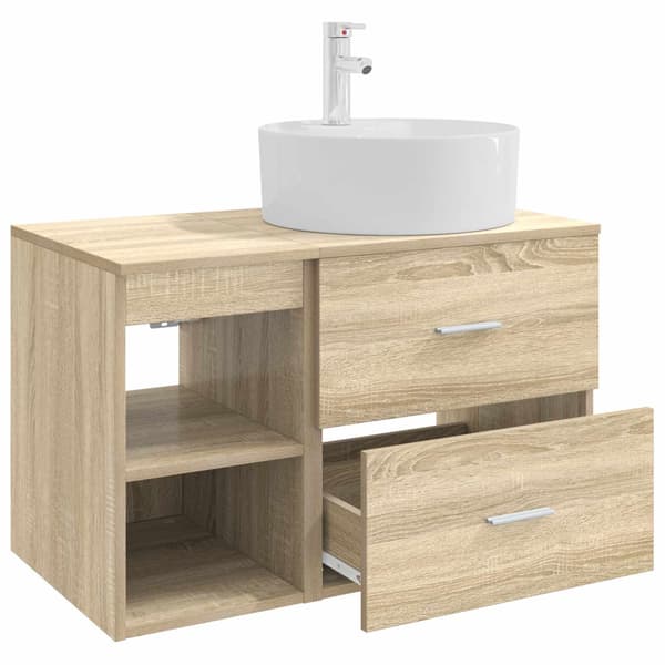 Badrumsmöbelset 2 pcs Sonoma-ek Konstruerat trä