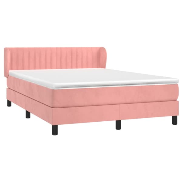 Ramsäng med madrass rosa 140x200 cm sammet