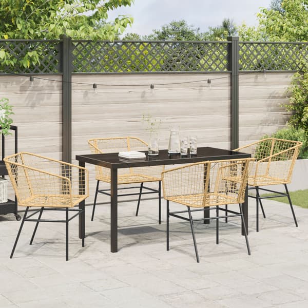 Trädgårdsmöbelset 5 pcs Brun konstrotting