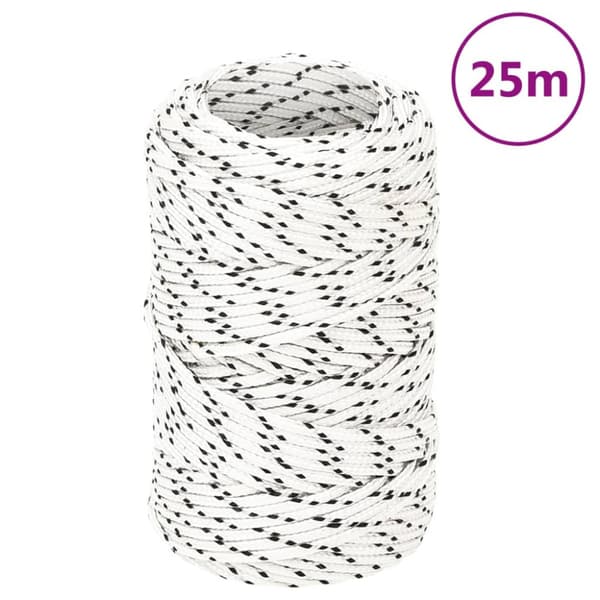 Båtlina flätad vit 2 mm x 25 m polyester
