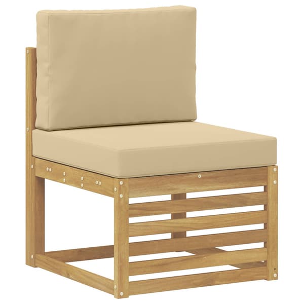 Utomhussoffset med kudde 6 pcs Vit och Beige Polyester