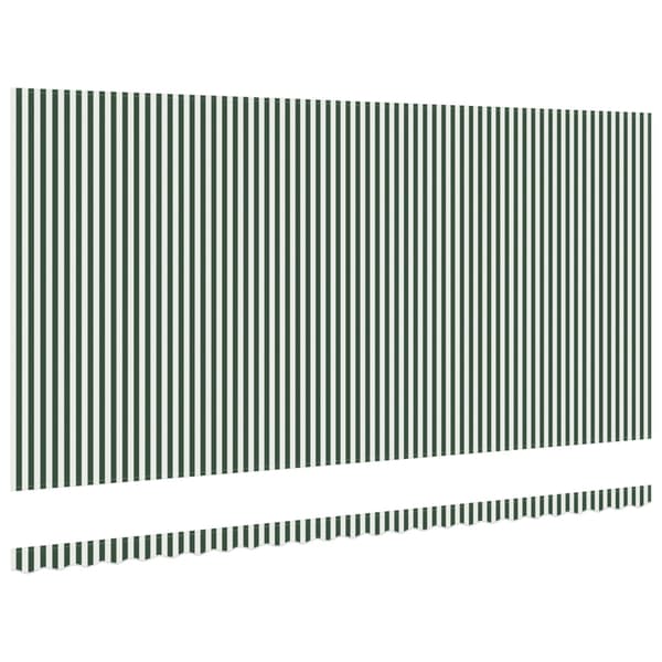 Markisväv Grön och Vit 6 × 3,5 m Polyester