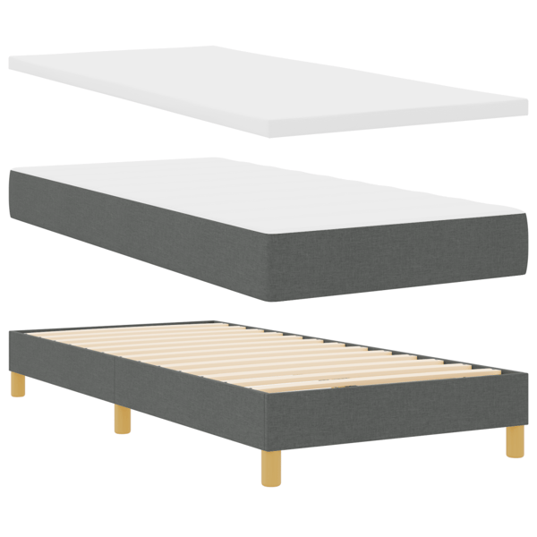 Bäddfjäder med madrass Mörkgrå 190 x 90 cm Polyester