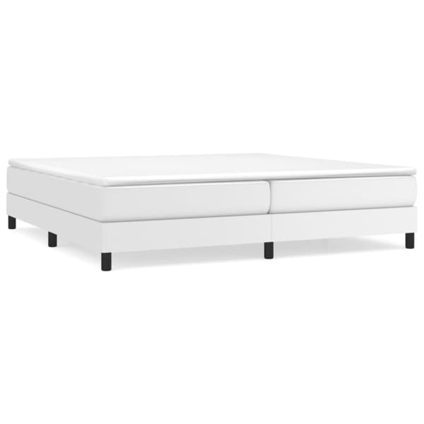 Boxspring-sängram vit 200x200 cm konstläder