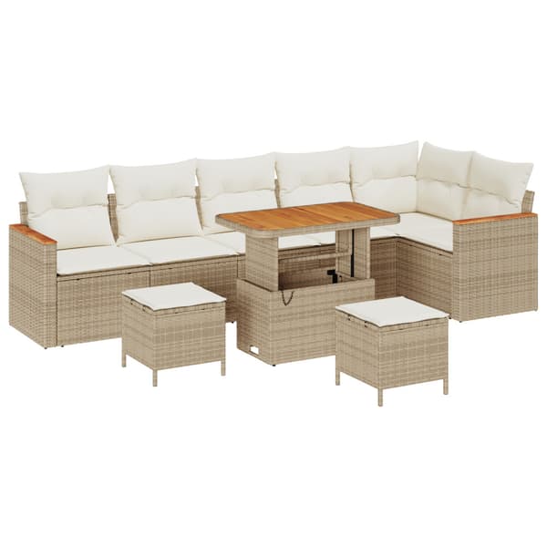 Trädgårdsoffset 9 pcs Beige konstrotting
