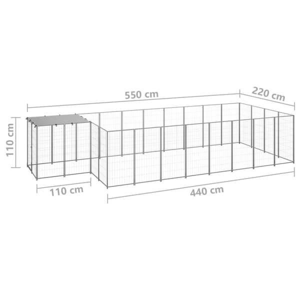 Hundgård silver 10,89 m² stål