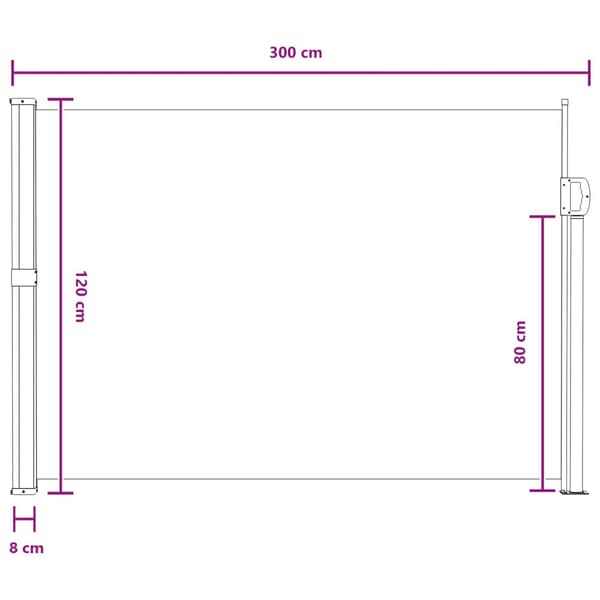 Utfällbar sidomarkis Sand 300 x 117 cm Polyester