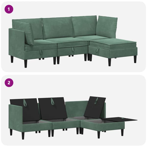 Möbelset för vardagsrummet med kudde 4 pcs Havgrön Sammet