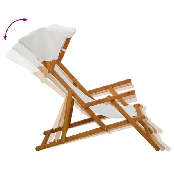 Deck Chair 2 st 3 Position Massiv Eukalyptus Trä Gräddvit