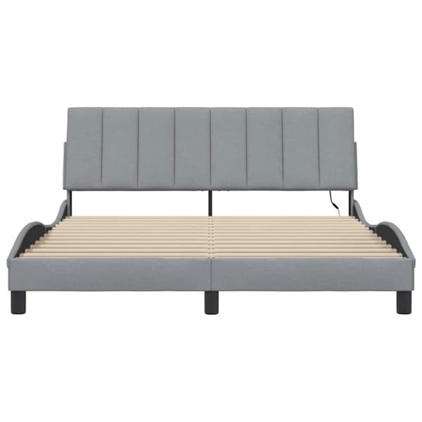 Bed Frame without Mattress "Hanko" Light Grey 160x200cm Fabric